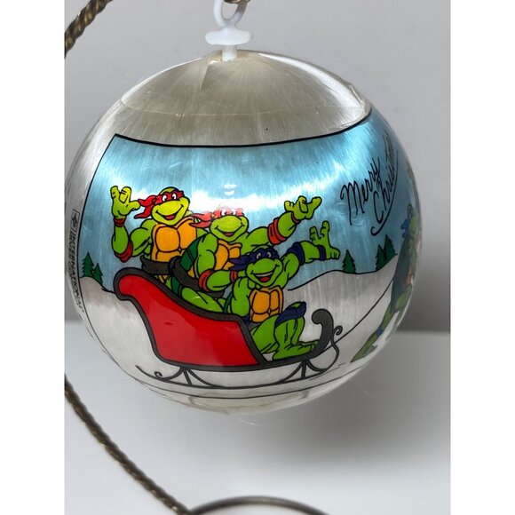 VTG Teenage Mutant Ninja Turtles TMNT Spun Satin Christmas Ball Ornament Snow - Picture 3 of 7